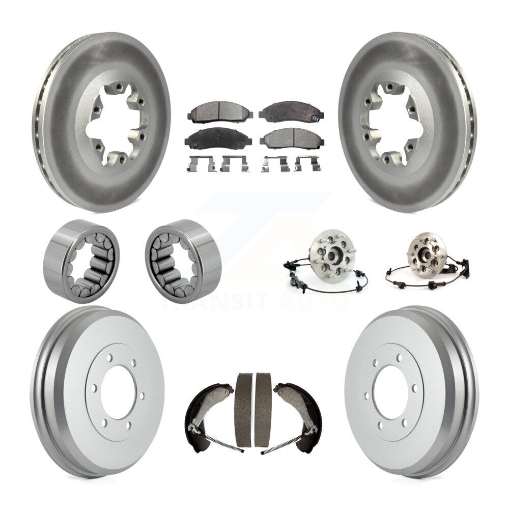 Hub Bearing Coated Brake Rotor Pads Shoe Front Rear Kit (10Pc) For Chevrolet GMC