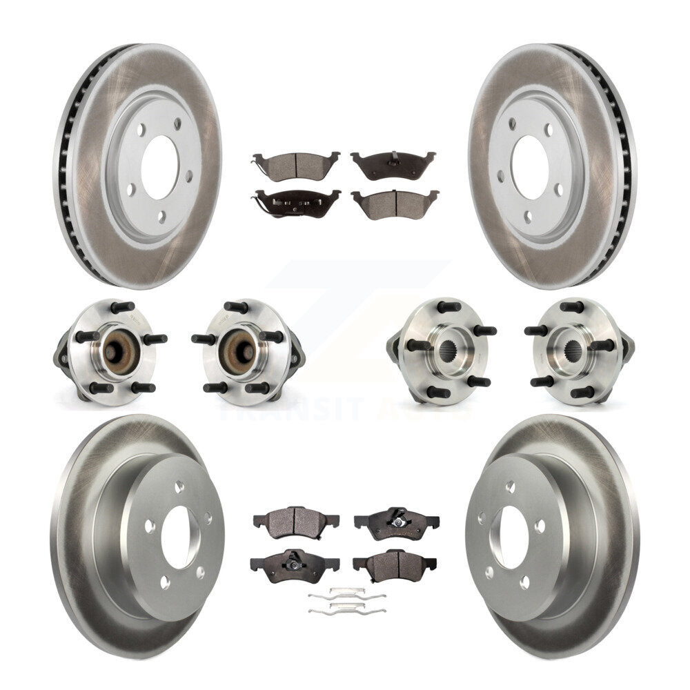 Hub Bearing Coat Brake Rotor Pad Front Rear Kit (10Pc) For Dodge Grand Caravan &