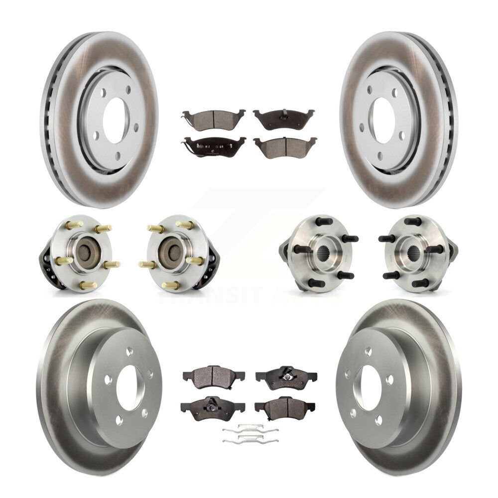 Hub Bearing Coated Disc Brake Rotor Pads Front Rear Kit (10Pc) For Dodge Caravan