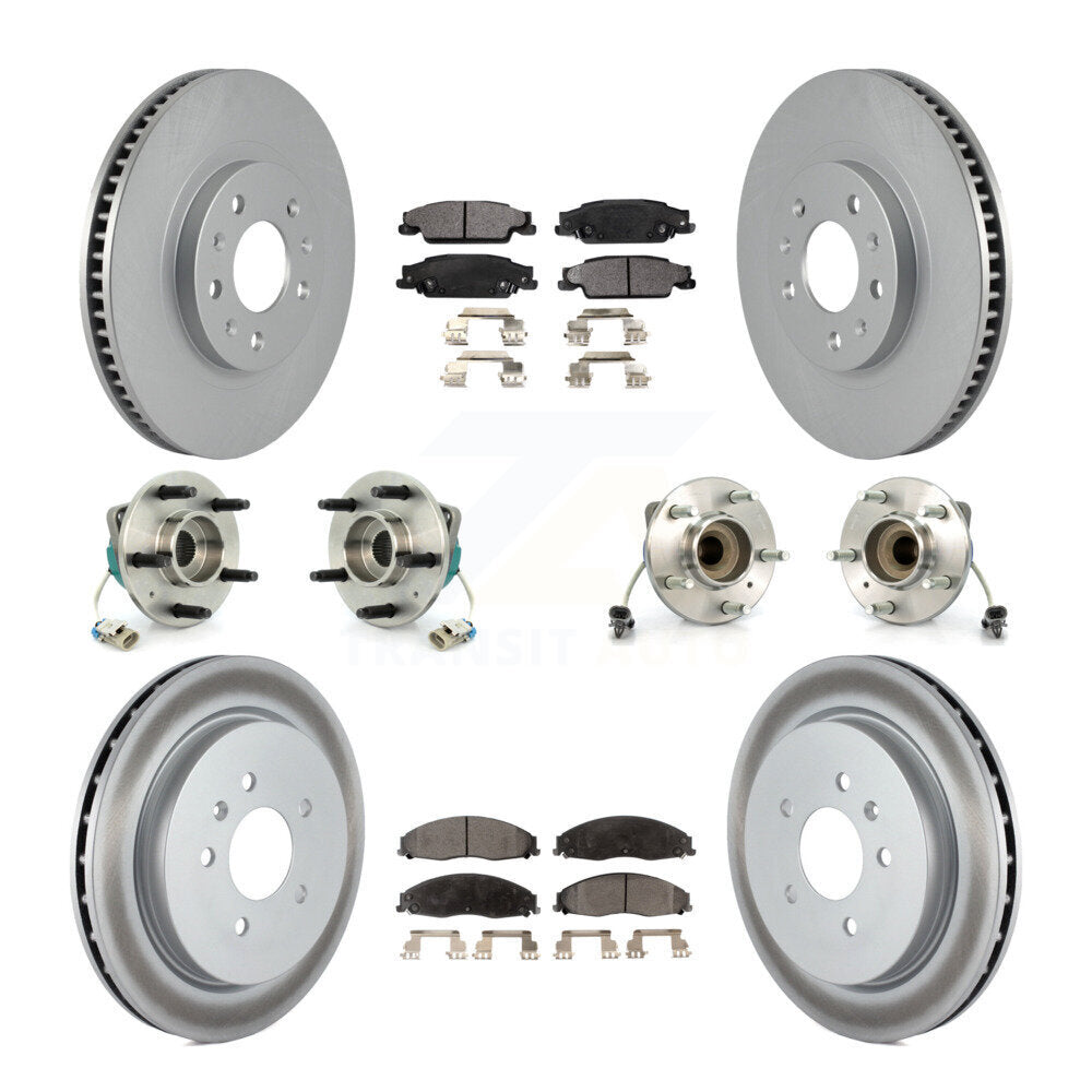 Hub Bearing Coated Disc Brake Rotor & Pad Front Rear Kit (10Pc) For Cadillac CTS