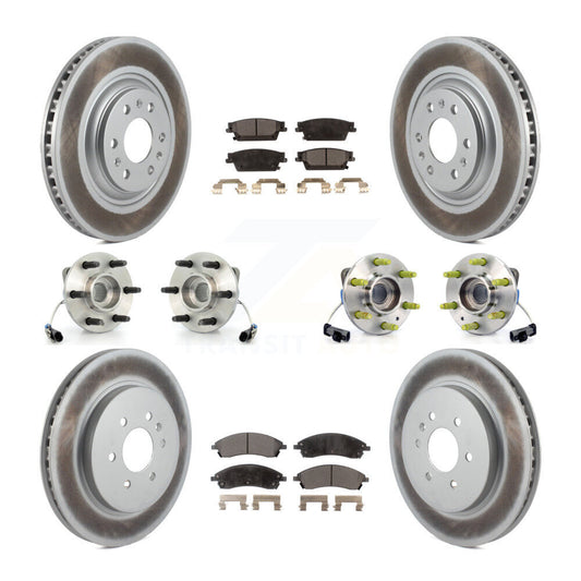 Hub Bearing Coated Brake Rotor & Pads Front Rear Kit (10Pc) For Cadillac SRX AWD