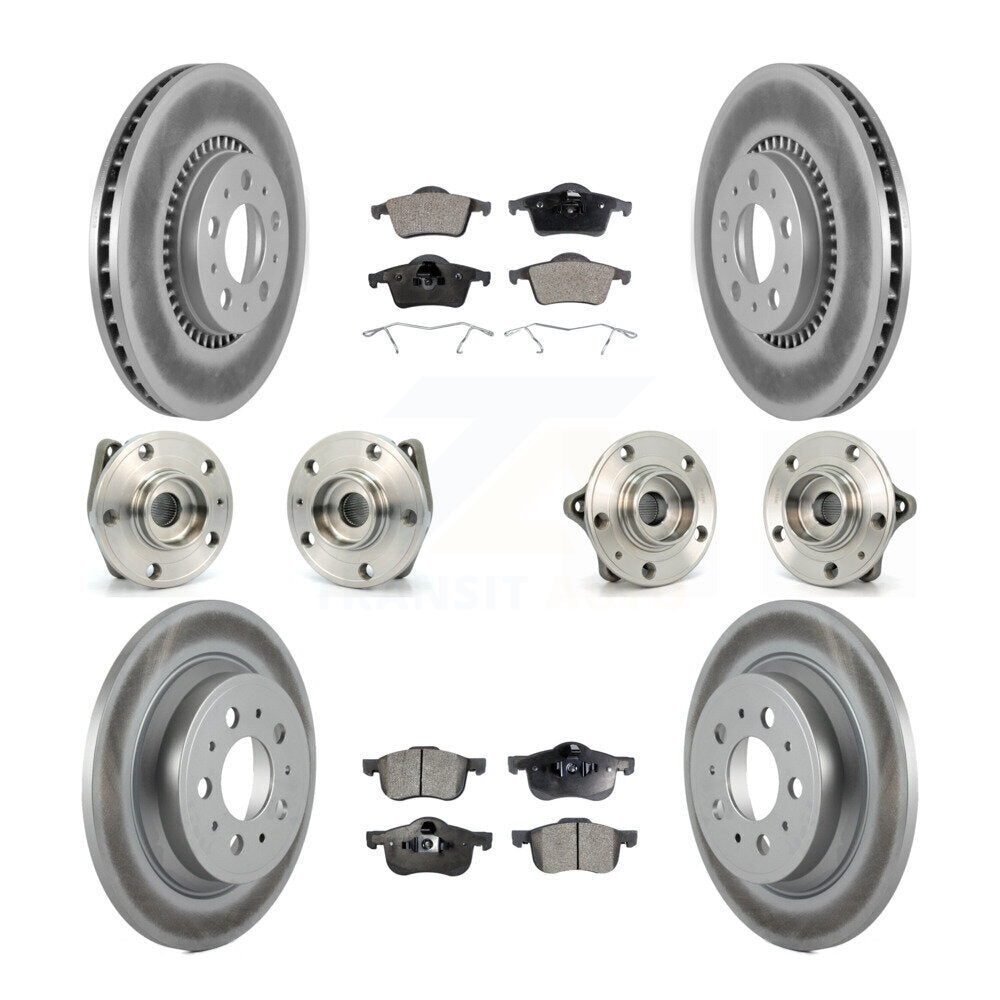 Hub Bearing Coated Brake Rotor Pads Front Rear Kit (10Pc) For Volvo S60 XC70 V70