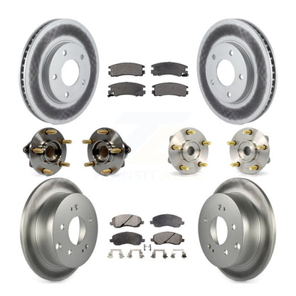Hub Bearing Coated Brake Rotor & Pad Front Rear Kit (10Pc) For Mitsubishi Galant