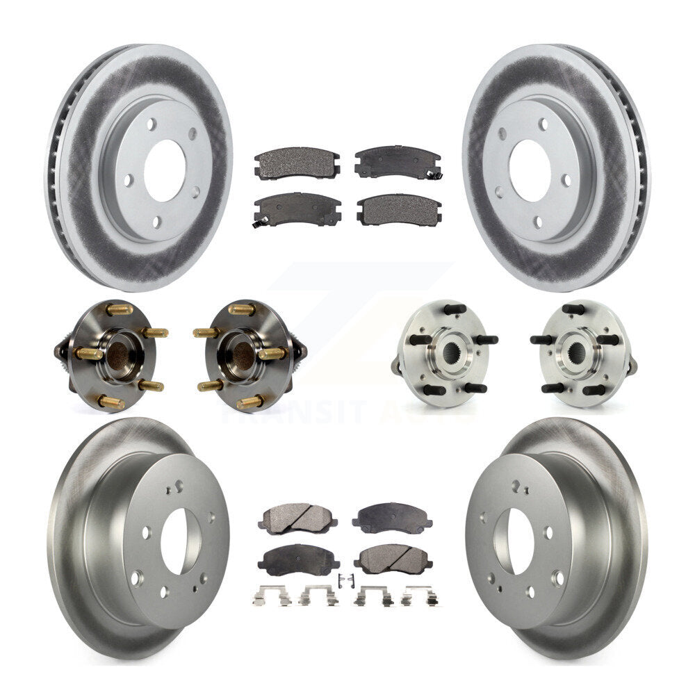 Hub Bearing Coated Brake Rotor & Pad Front Rear Kit (10Pc) For Mitsubishi Galant