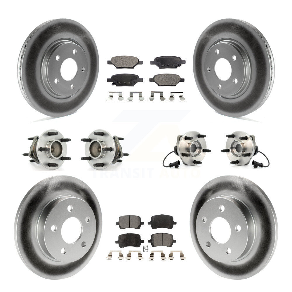 Hub Bearing Coated Brake Rotor Pad Front Rear Kit (10Pc) For Chevrolet Malibu G6