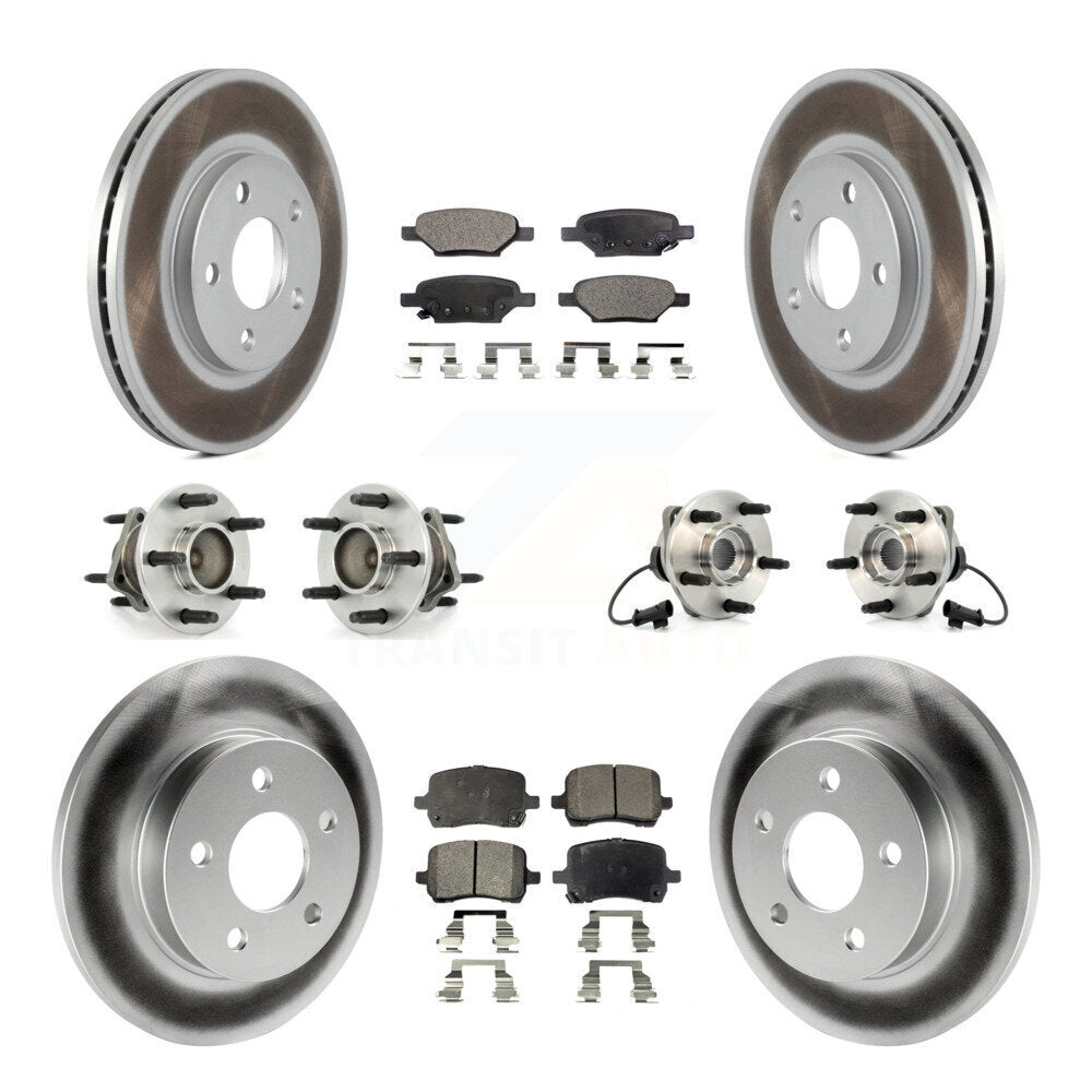 Hub Bearing Coated Brake Rotor & Pads Front Rear Kit (10Pc) For Chevrolet Malibu