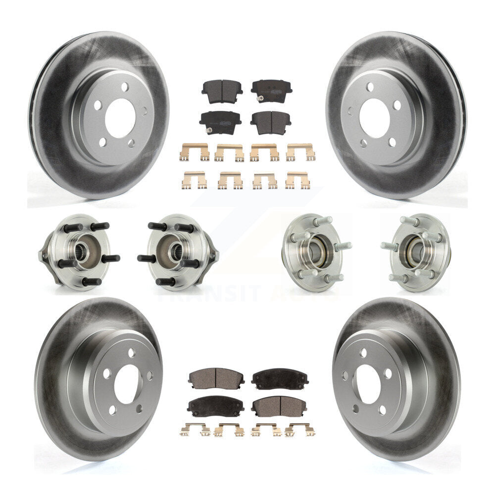 Hub Bearing Coated Brake Rotor Pads Front Rear Kit (10Pc) For Chrysler 300 Dodge