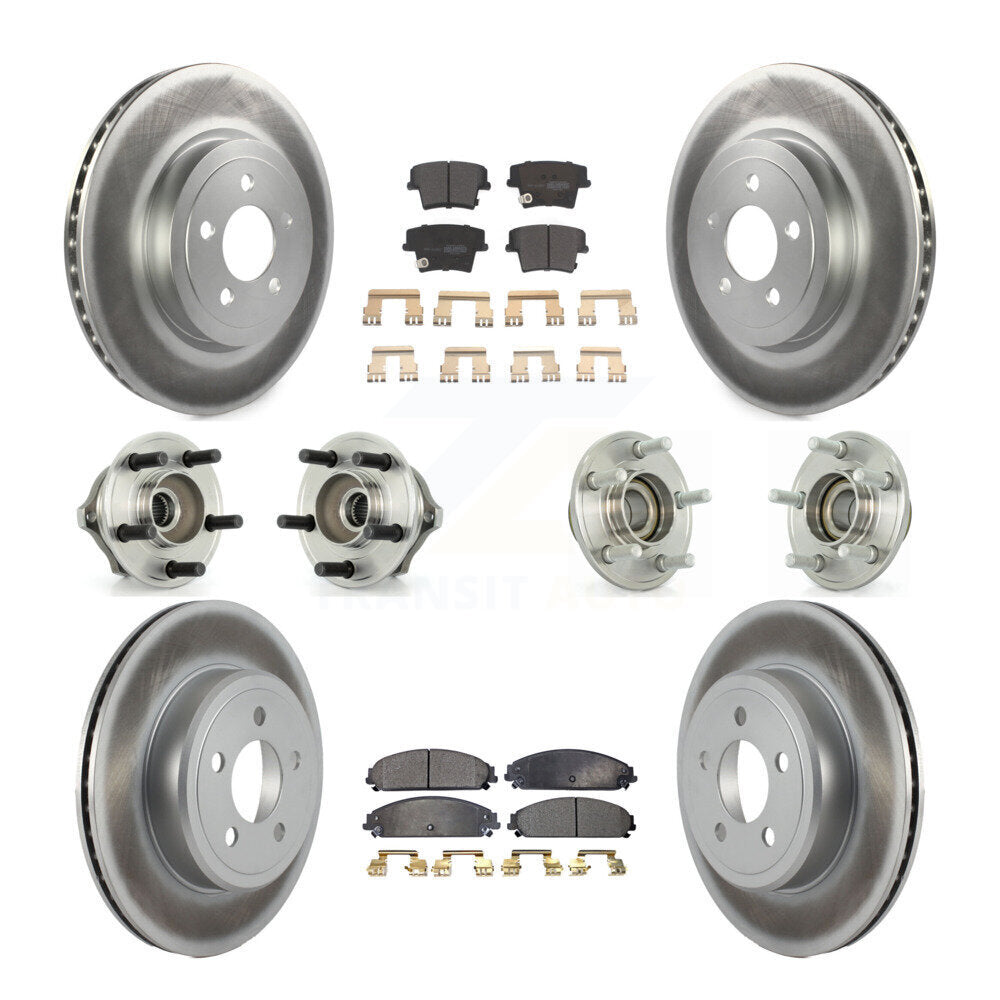 Hub Bearing Coated Brake Rotor Pads Front Rear Kit (10Pc) For Chrysler 300 Dodge