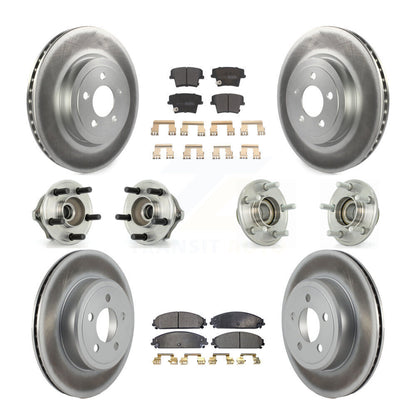 Hub Bearing Coated Brake Rotor Pads Front Rear Kit (10Pc) For Chrysler 300 Dodge