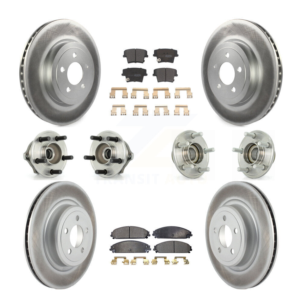Hub Bearing Coated Disc Brake Rotor Pads Front Rear Kit (10Pc) For Dodge Charger