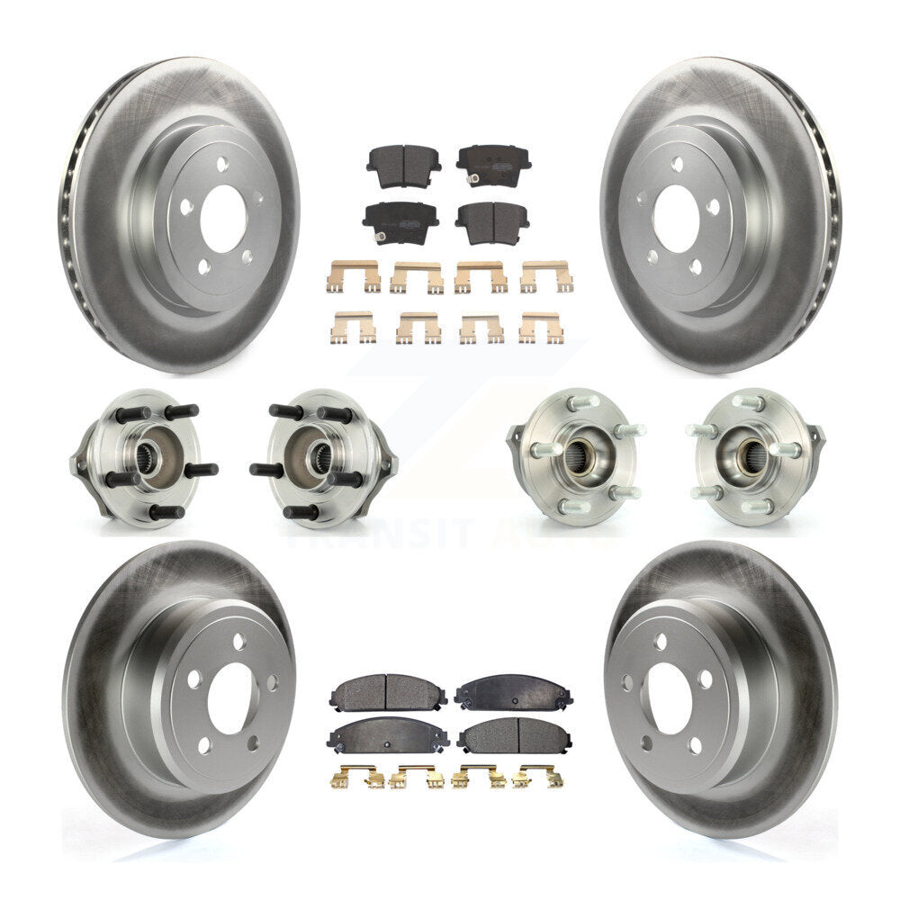 Hub Bearing Coated Disc Brake Rotor & Pad Front Rear Kit (10Pc) For Chrysler 300