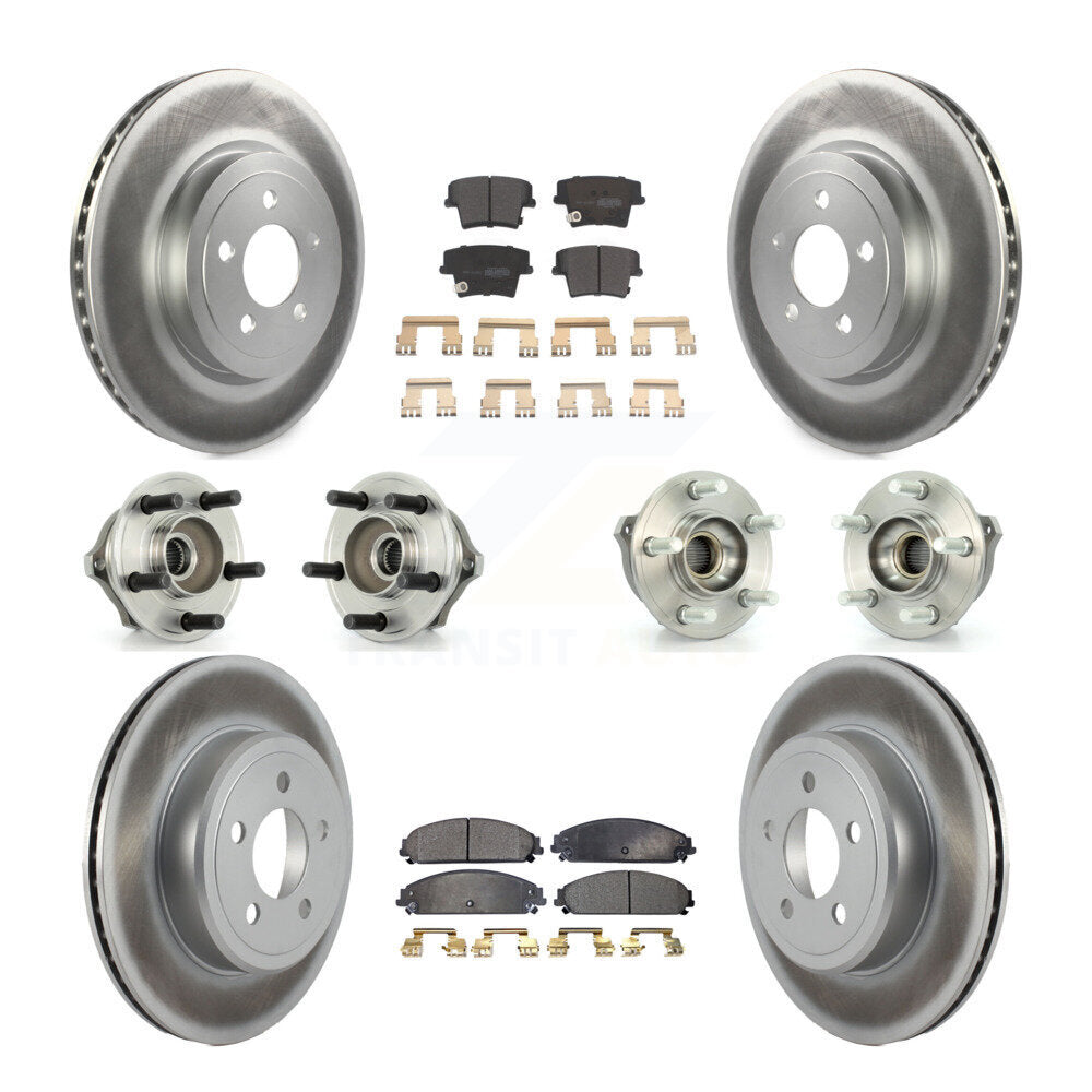 Hub Bearing Coated Brake Rotor Pads Front Rear Kit (10Pc) For Chrysler 300 Dodge