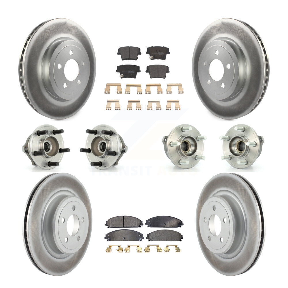 Hub Bearing Coated Disc Brake Rotor Pads Front Rear Kit (10Pc) For Dodge Charger