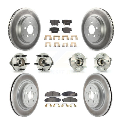 Hub Bearing Coated Disc Brake Rotor Pads Front Rear Kit (10Pc) For Dodge Charger