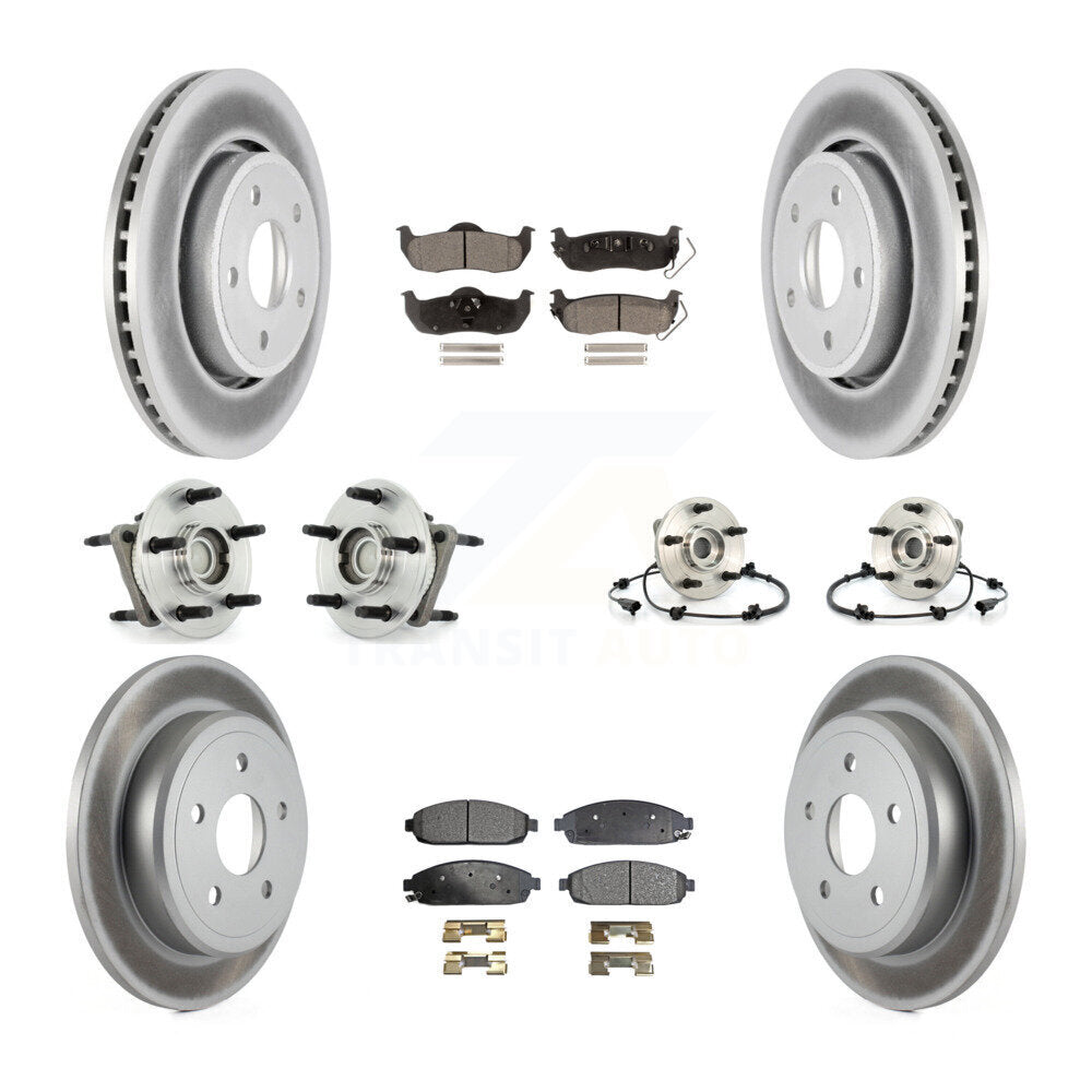 Hub Bearing Coated Brake Rotor Pad Front Rear Kit (10Pc) For Jeep Grand Cherokee