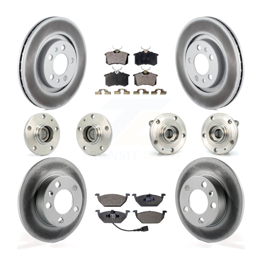 Hub Bearing Coated Brake Rotor & Pads Front Rear Kit (10Pc) For Volkswagen Jetta