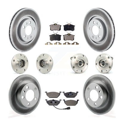 Hub Bearing Coated Brake Rotor & Pads Front Rear Kit (10Pc) For Volkswagen Jetta