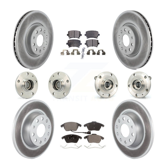 Hub Bearing Coat Brake Rotor Pad Front Rear Kit (10Pc) For Volkswagen Passat Eos