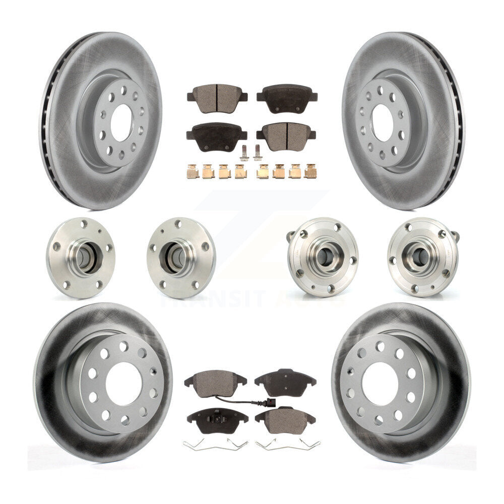 Hub Bearing Coat Brake Rotor Pad Front Rear Kit (10Pc) For Volkswagen Jetta 2.0L