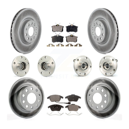 Hub Bearing Coated Brake Rotor & Pads Front Rear Kit (10Pc) For Volkswagen Jetta
