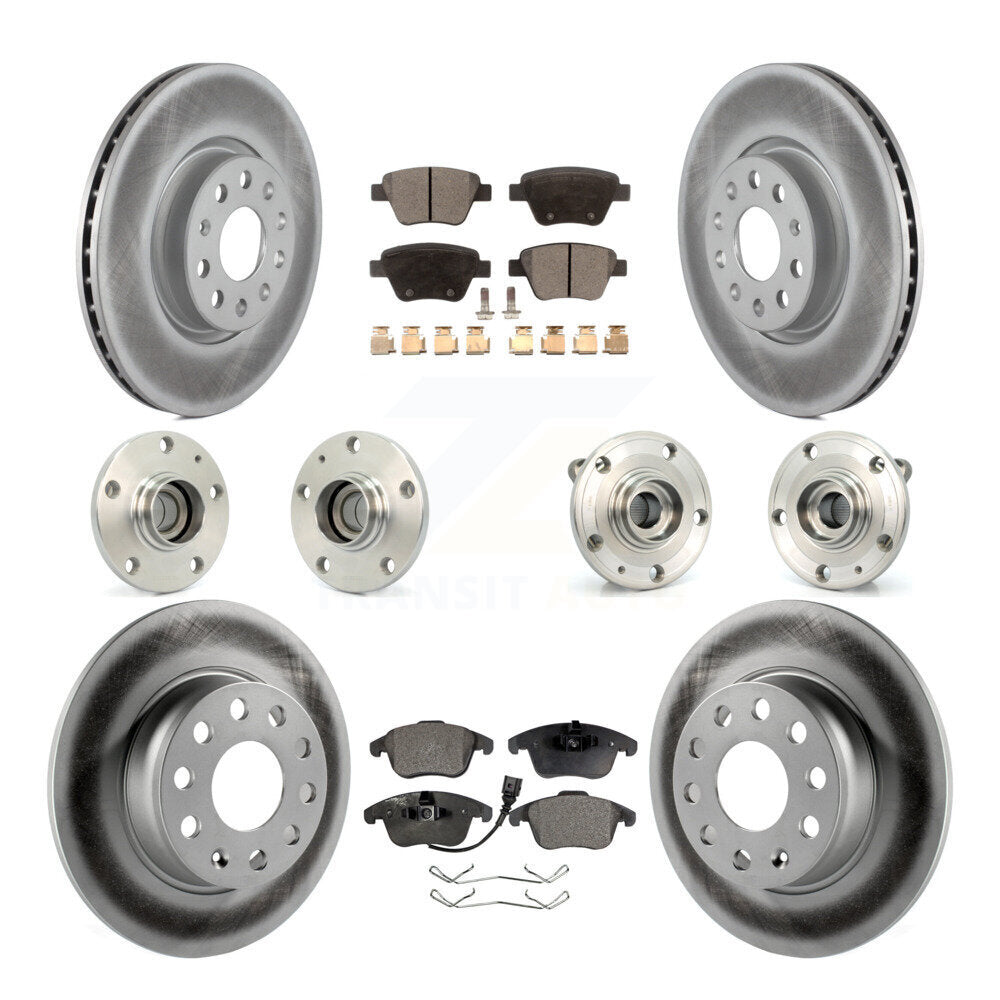 Hub Bearing Coated Brake Rotor & Pad Front Rear Kit (10Pc) For Volkswagen Passat