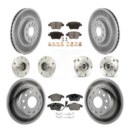 Hub Bearing Coated Brake Rotor & Pad Front Rear Kit (10Pc) For Volkswagen Passat