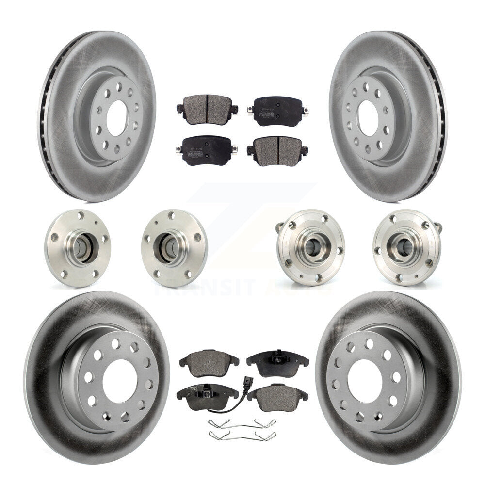 Hub Bearing Coated Brake Rotor & Pad Front Rear Kit (10Pc) For Volkswagen Passat