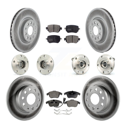Hub Bearing Coated Brake Rotor & Pad Front Rear Kit (10Pc) For Volkswagen Passat