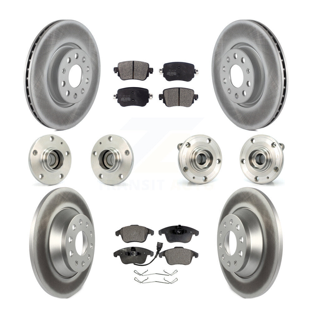 Hub Bearing Coated Brake Rotor & Pad Front Rear Kit (10Pc) For 2016-2018 Audi Q3