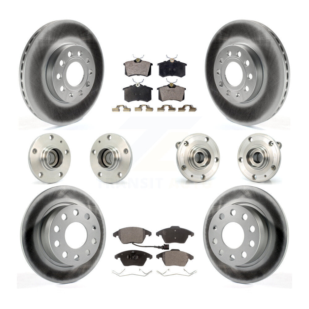 Hub Bearing Coated Brake Rotor & Pads Front Rear Kit (10Pc) For Volkswagen Jetta
