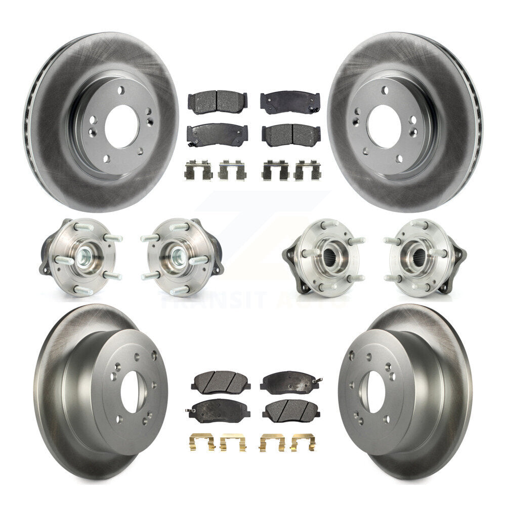 Hub Bearing Coat Brake Rotor Pads Front Rear Kit (10Pc) For Hyundai Santa Fe FWD