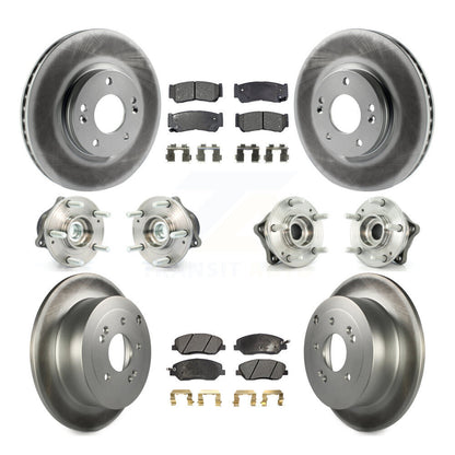 Hub Bearing Coat Brake Rotor Pads Front Rear Kit (10Pc) For Hyundai Santa Fe FWD