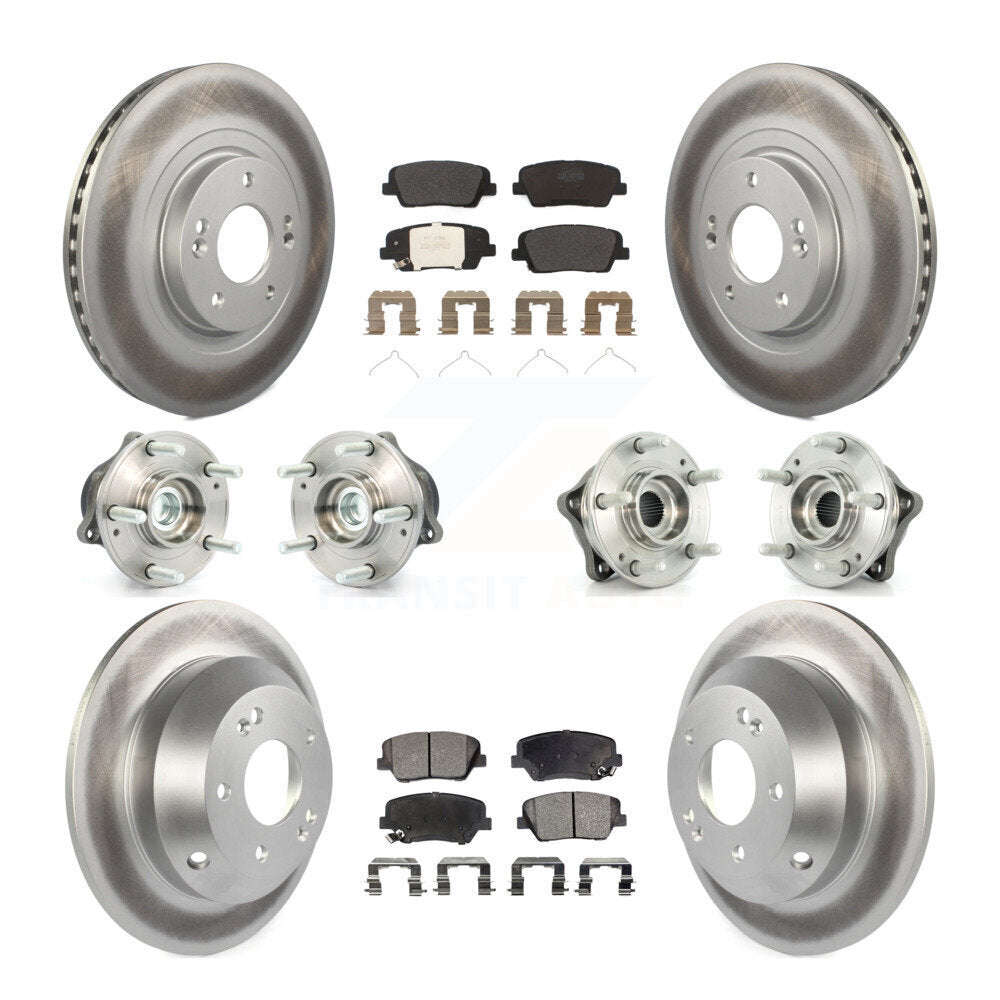 Hub Bearing Coat Brake Rotor Pad Front Rear Kit (10Pc) For 14-15 Kia Sorento FWD