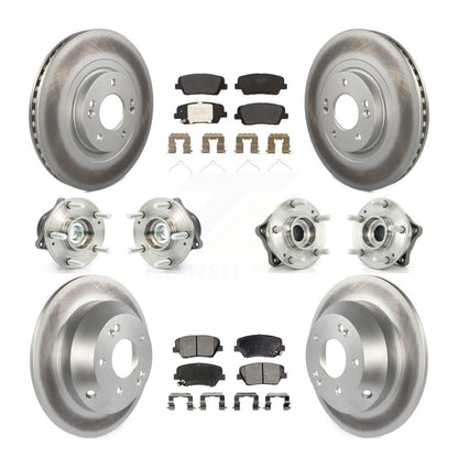Hub Bearing Coat Brake Rotor Pad Front Rear Kit (10Pc) For 14-15 Kia Sorento FWD