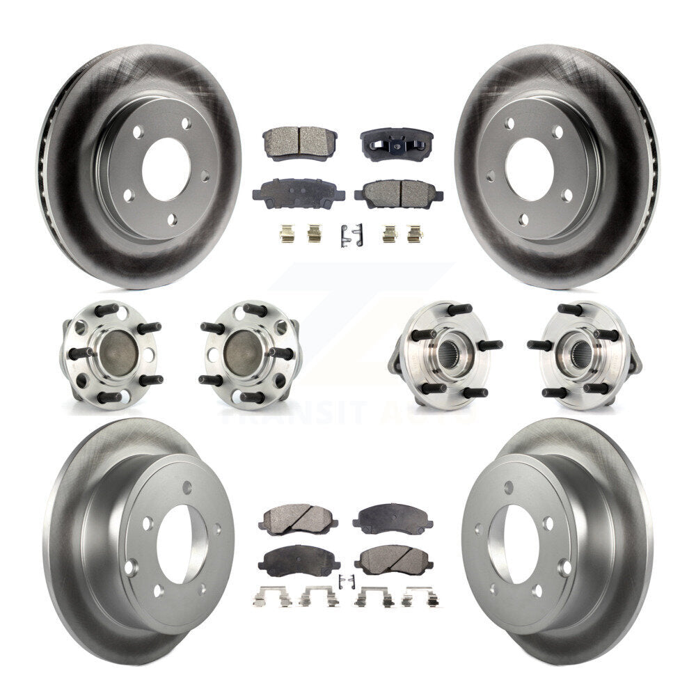 Hub Bearing Coated Disc Brake Rotor Pads Front Rear Kit (10Pc) For Dodge Caliber