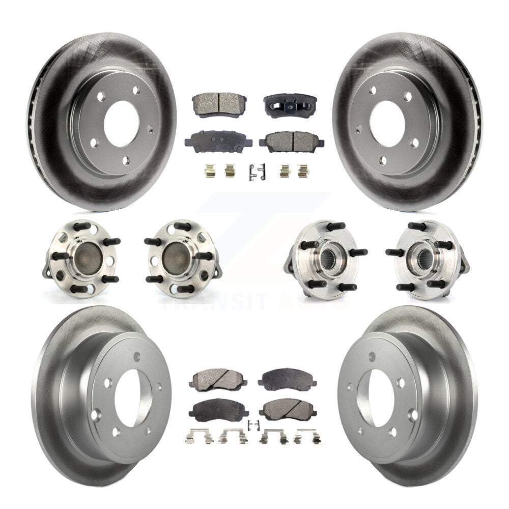 Hub Bearing Coated Disc Brake Rotor Pads Front Rear Kit (10Pc) For Dodge Caliber