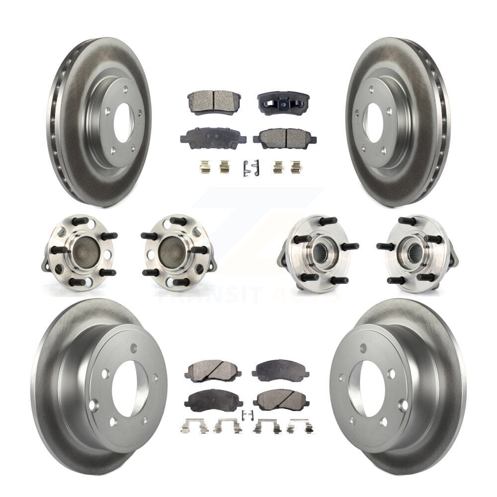 Hub Bearing Coated Brake Rotor Pads Front Rear Kit (10Pc) For Chrysler Dodge 200