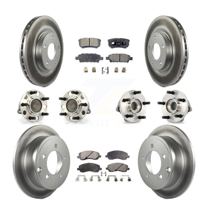 Hub Bearing Coated Brake Rotor Pads Front Rear Kit (10Pc) For Chrysler Dodge 200