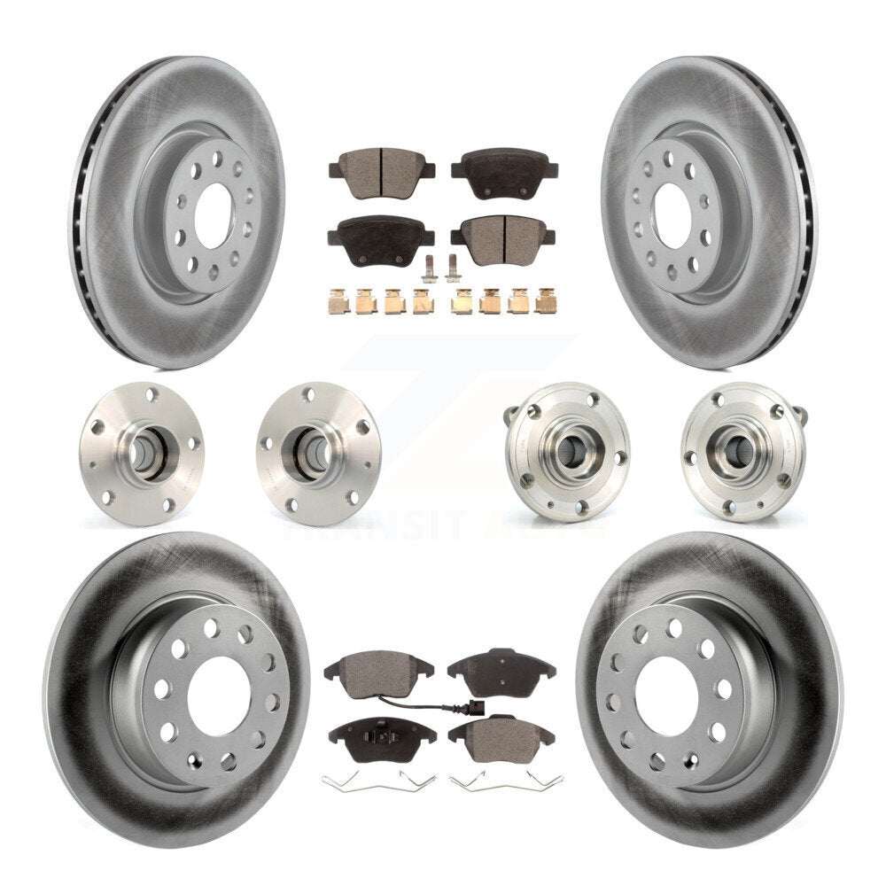 Hub Bearing Coated Disc Brake Rotor Pad Front Rear Kit (10Pc) For Volkswagen GTI