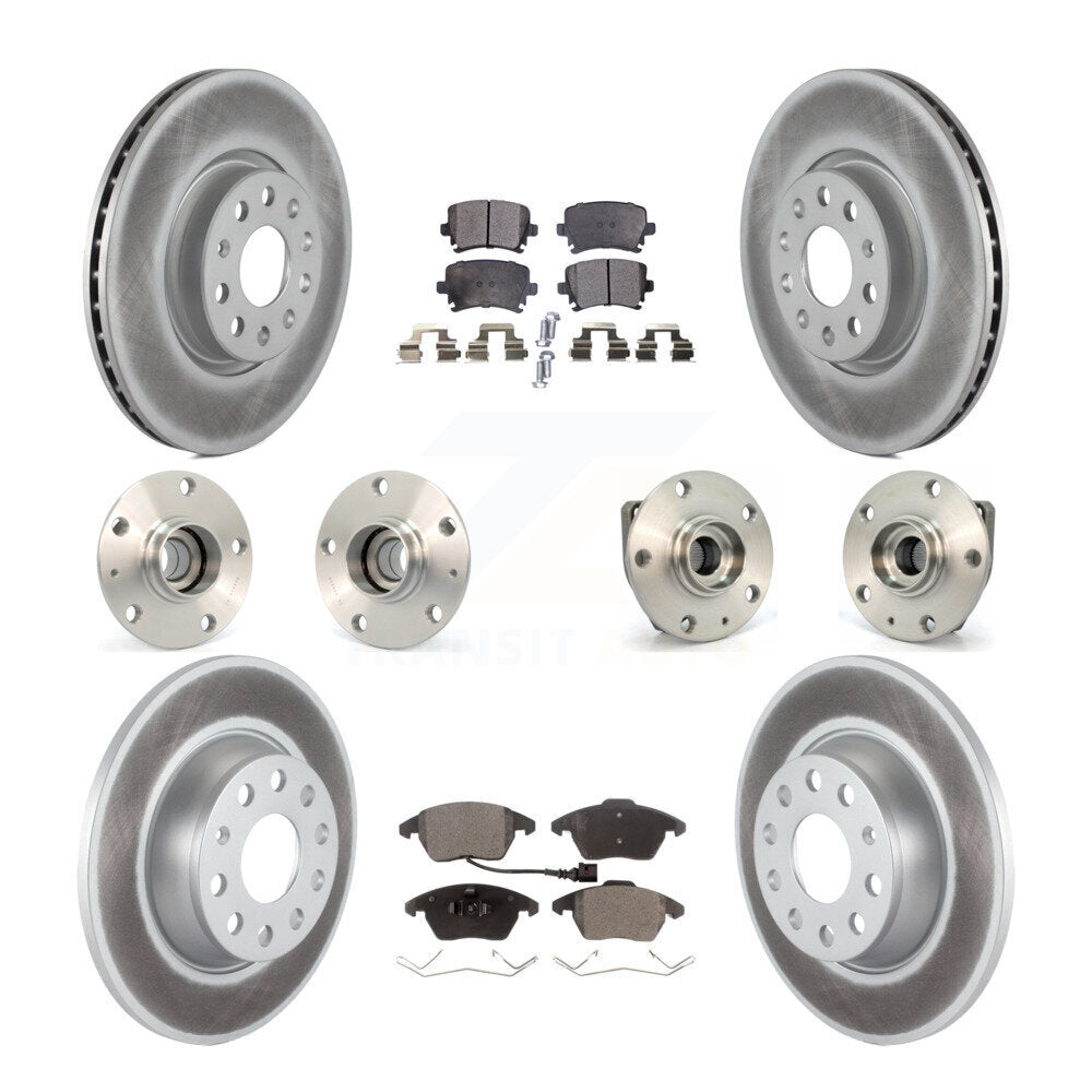 Hub Bearing Coated Disc Brake Rotor Pad Front Rear Kit (10Pc) For Volkswagen GTI