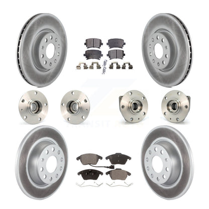 Hub Bearing Coated Disc Brake Rotor Pad Front Rear Kit (10Pc) For Volkswagen GTI