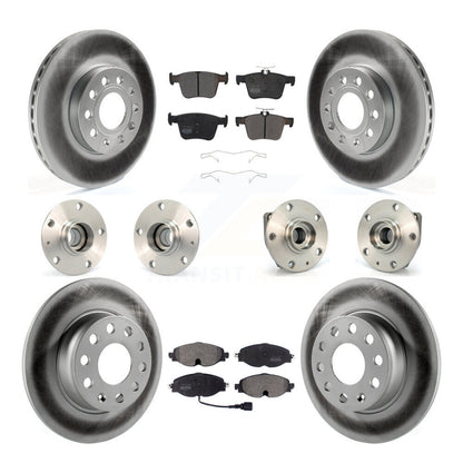 Hub Bearing Coated Brake Rotor & Pad Front Rear Kit (10Pc) For Volkswagen e-Golf