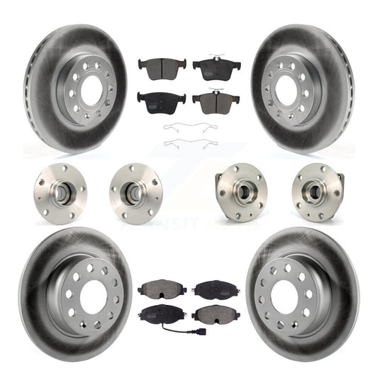 Hub Bearing Coated Brake Rotor & Pad Front Rear Kit (10Pc) For Volkswagen e-Golf