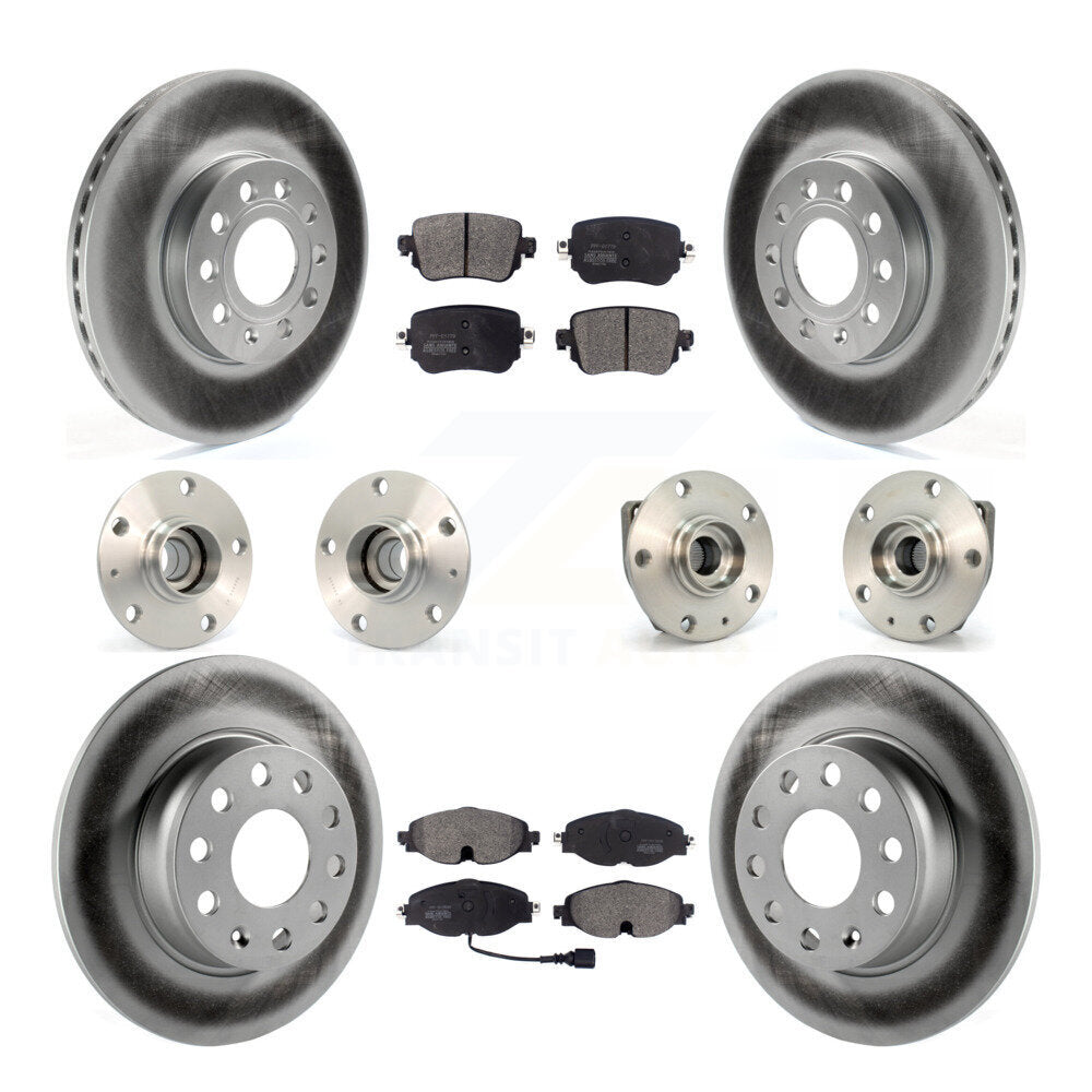 Hub Bearing Coated Brake Rotor And Pad Front Rear Kit (10Pc) For Volkswagen Golf