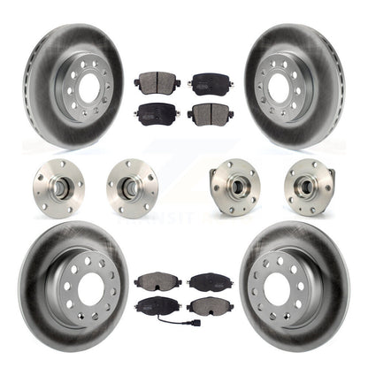 Hub Bearing Coated Brake Rotor And Pad Front Rear Kit (10Pc) For Volkswagen Golf