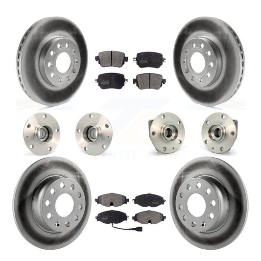 Hub Bearing Coated Brake Rotor And Pad Front Rear Kit (10Pc) For Volkswagen Golf