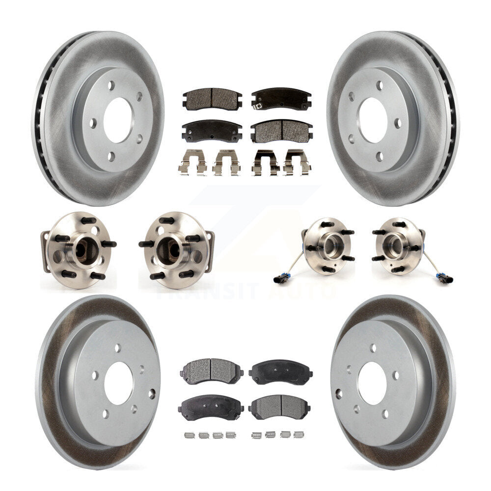 Hub Bearing Coated Disc Brake Rotor Pads Front Rear Kit (10Pc) For Pontiac Aztek