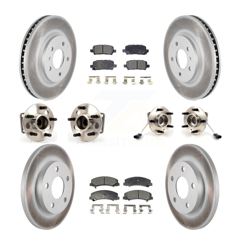 Hub Bearing Coated Brake Rotor & Pads Front Rear Kit (10Pc) For Chevrolet Impala