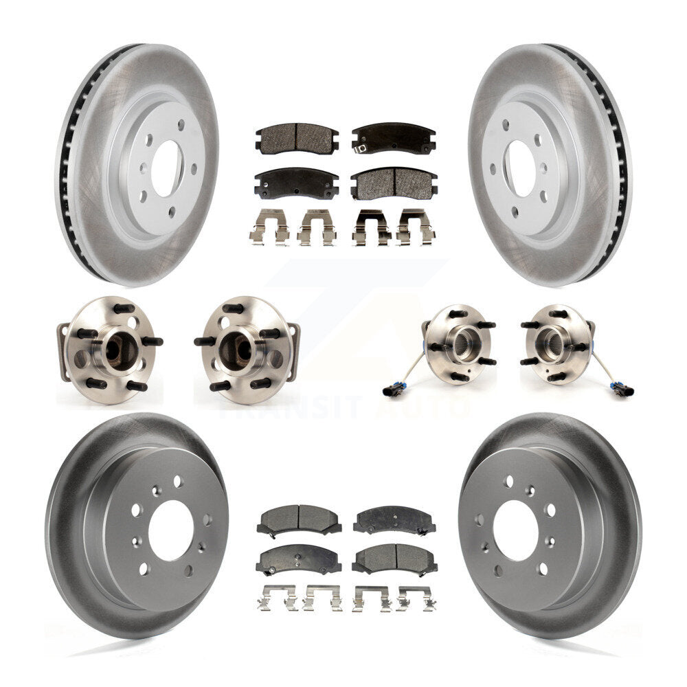 Hub Bearing Coated Brake Rotor & Pads Front Rear Kit (10Pc) For Chevrolet Impala