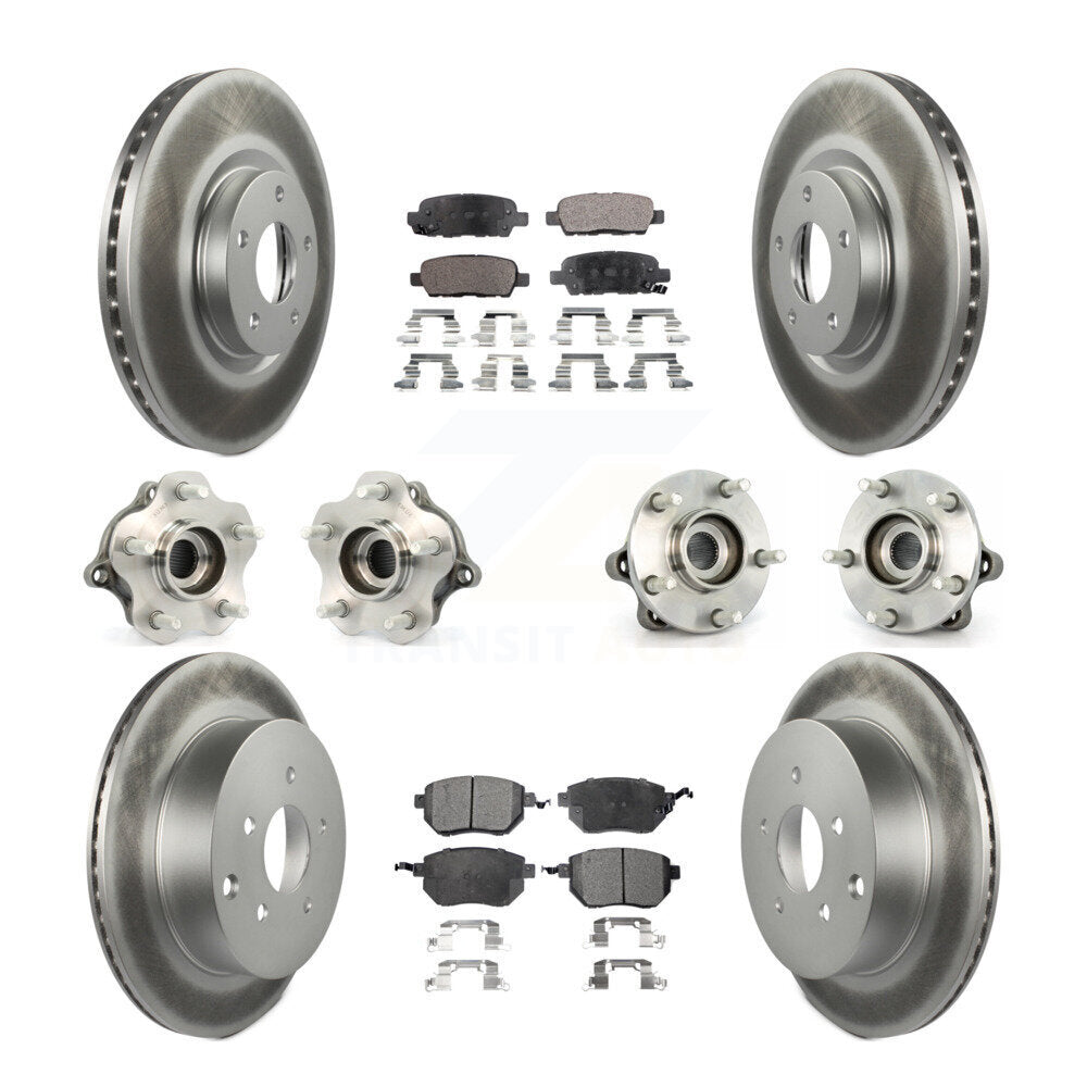 Hub Bearing Coated Brake Rotor & Pad Front Rear Kit (10Pc) For Nissan Murano AWD